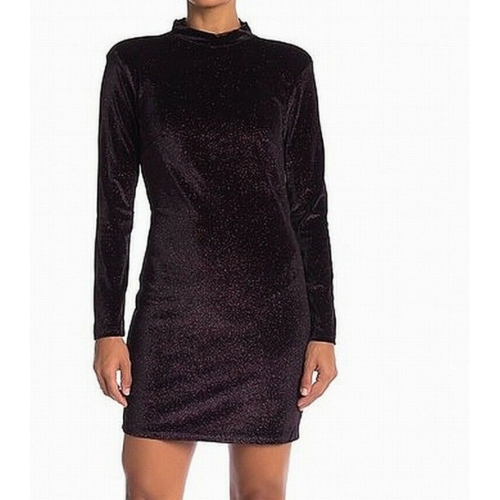 Mello Day Black Pink Glitter Velvet Sheath Dress